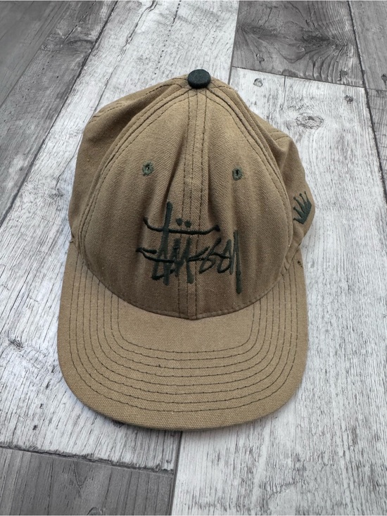 Stussy Other - Vintage Stüssy Made in America khaki green cap black embroidered log